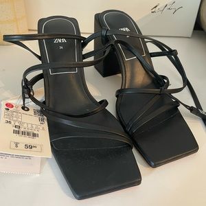 Zara Black Strappy Heels